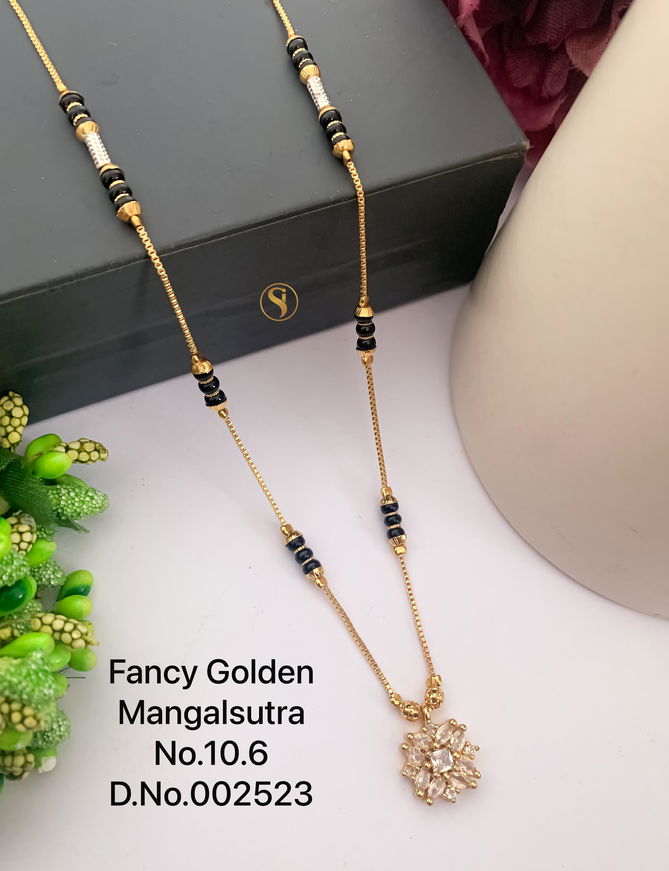 4 AD Diamond Daily Wear Golden Mangalsutra Dokiya Wholesale Shop In Surat
